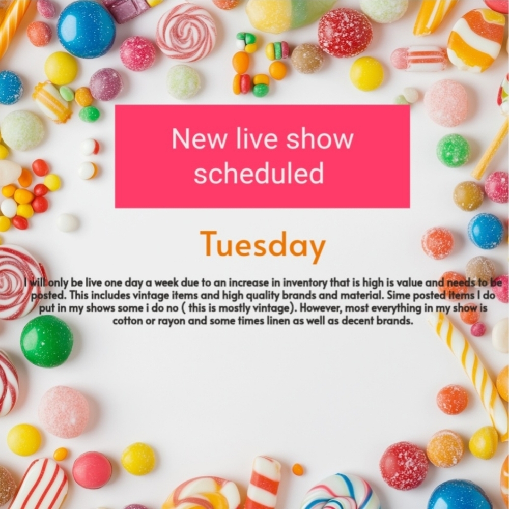 Sweettooth Weekly Scedual
